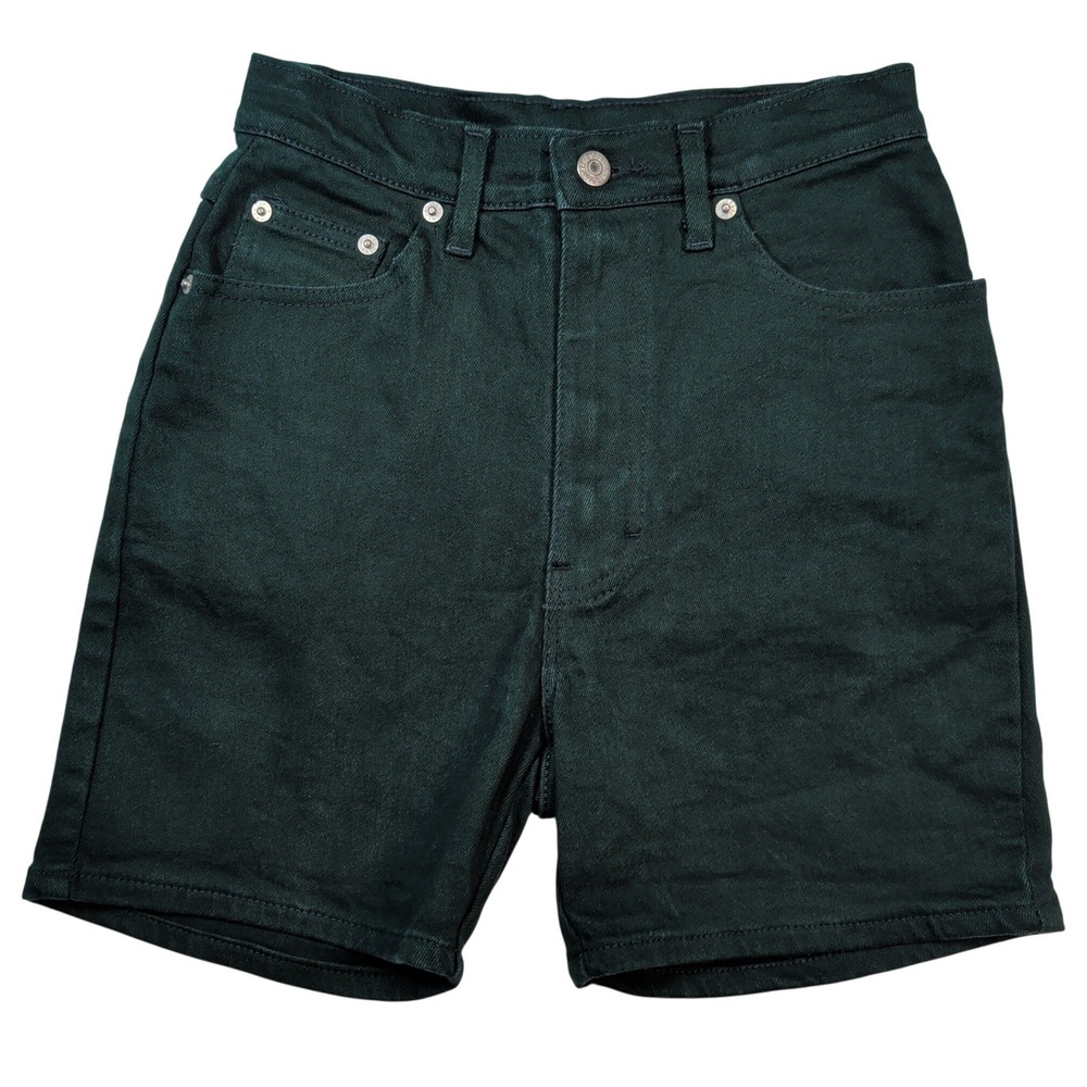 Jordache Denim Shorts Women 24" Waist Green High Rise Stretch Vintage 90s Style